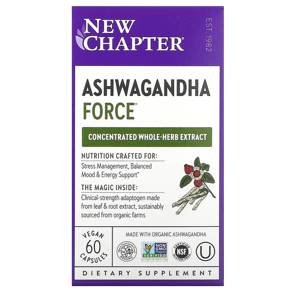 Ashwagandha Force, 60 веганских капсул New Chapter