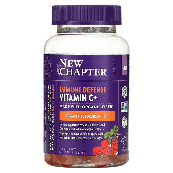 Immune Defense Vitamin C+, Citrus, 60 Gummies (Жевательные конфеты) New Chapter