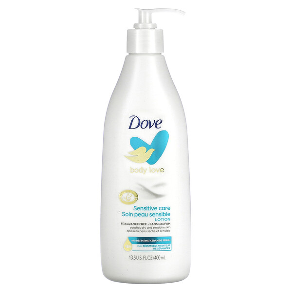 Лосьон для ухода за чувствительной кожей, без отдушек, 400 мл (13,5 жидких унций) Dove