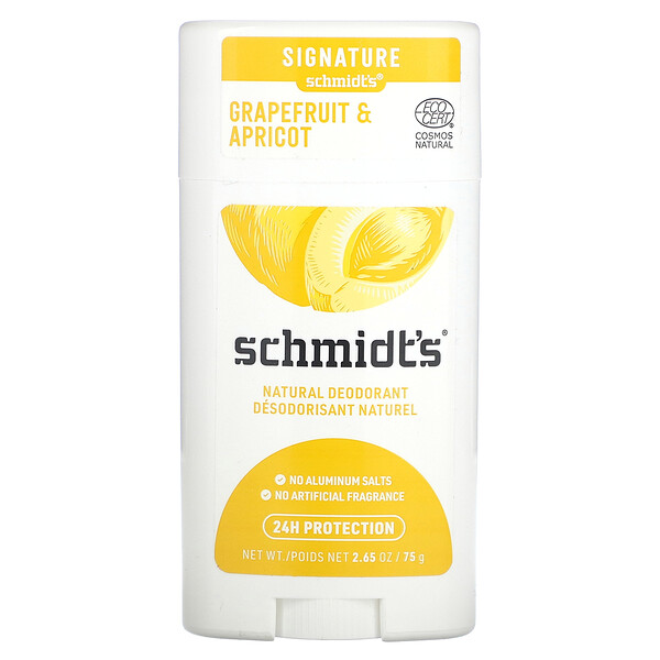 Натуральный дезодорант, грейпфрут и абрикос, 2,65 унции (75 г) Schmidt's