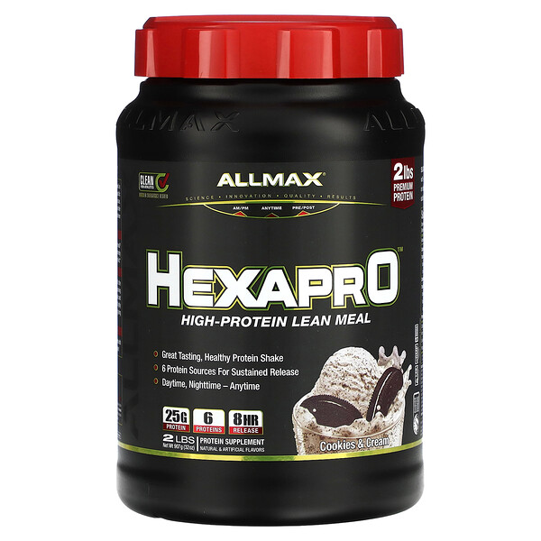 Hexapro, High-Protein Lean Meal, Cookies & Cream (Крем), 2 lbs (907 g) ALLMAX