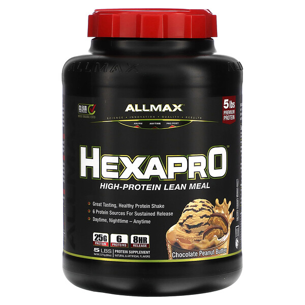 Hexapro, Постная еда с высоким содержанием белка, шоколадно-арахисовое масло, 5 фунтов (2,27 кг) ALLMAX