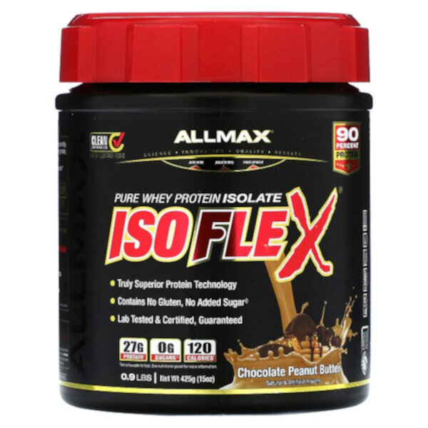 Isoflex, 100% чистый изолят сывороточного протеина, шоколадно-арахисовое масло, 425 г (0,9 фунта) ALLMAX