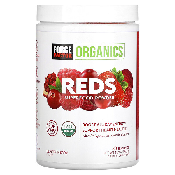 Organics, Reds, суперпищевой порошок, черная вишня, 11,9 унции (337 г) Force Factor