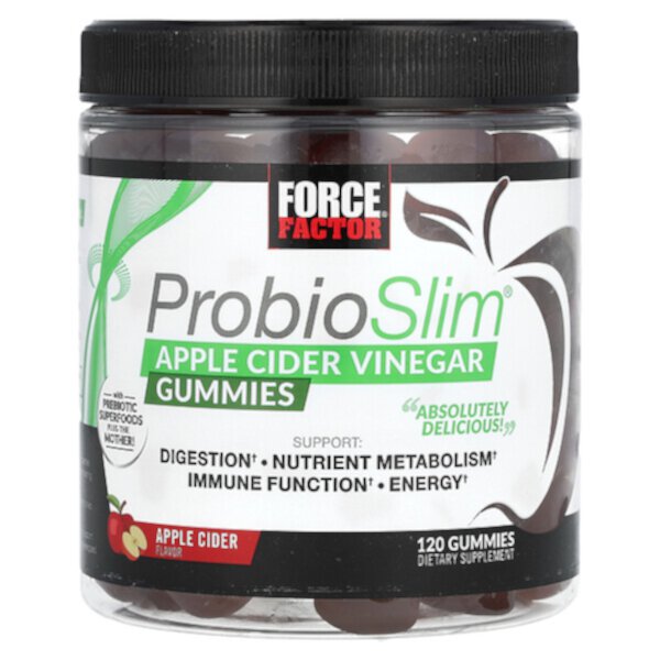 ProbioSlim, Жевательные конфеты с яблочным уксусом, 120 жевательных конфет Force Factor
