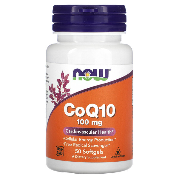 CoQ10, 100 мг, 50 мягких таблеток NOW Foods