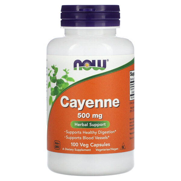 Cayenne, 500 mg, 100 Veg Capsules NOW Foods