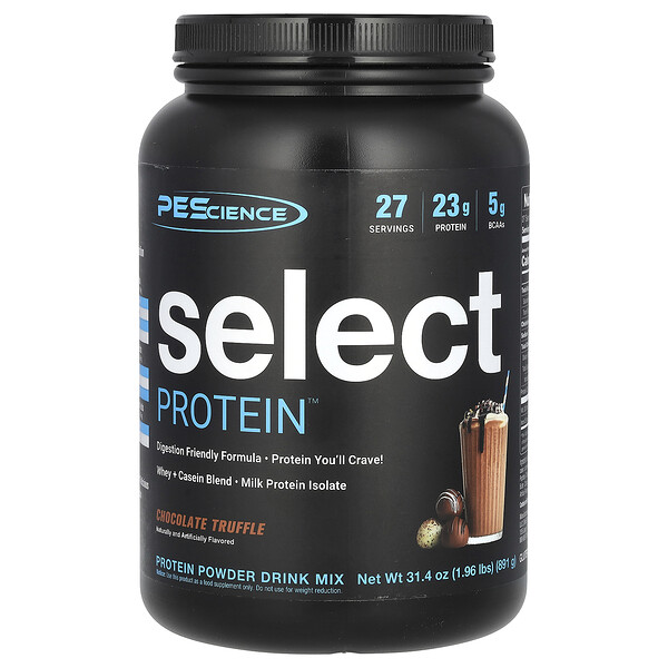 Протеиновый порошок Select Protein, шоколадный трюфель, 891 г, 23 г белка PEScience