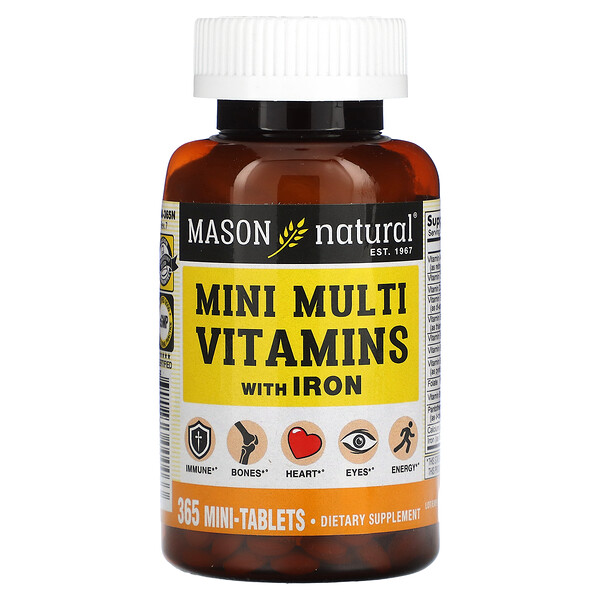 Мини Мультивитамины с Железом - 365 Мини Таблеток - Mason Natural Mason Natural