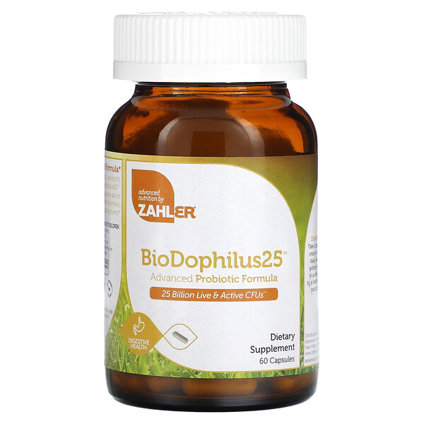 BioDophilus25, Продвинутая пробиотическая формула, 60 капсул с 25 миллиардами КУО Zahler