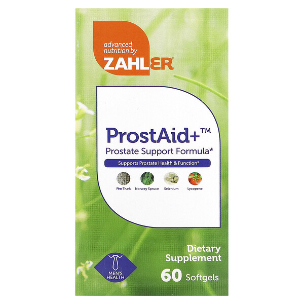 ProstAid+, Формула поддержки простаты, 60 мягких таблеток Zahler