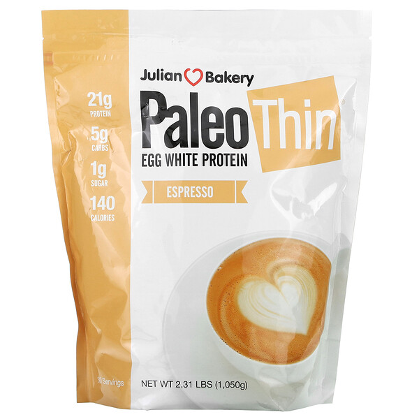 Paleo Thin, Egg White Protein, Espresso, 2.31 lbs (1,050 g) Julian Bakery