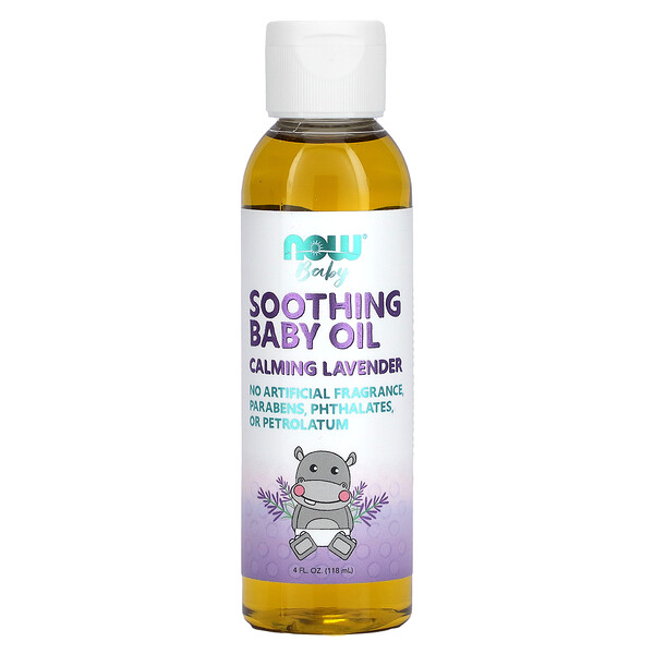 Soothing Baby Oil, успокаивающая лаванда, 4 жидких унции (118 мл) NOW Foods