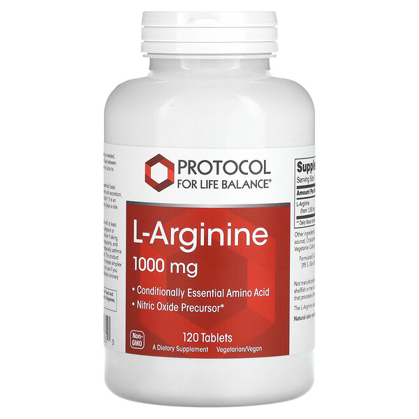 L-Аргинин - 1000 мг - 120 таблеток - Protocol for Life Balance Protocol for Life Balance