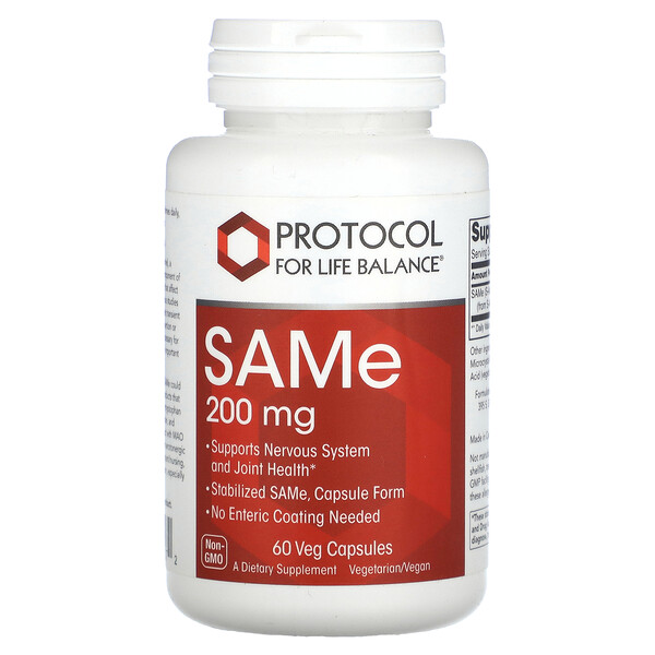 SAMe, 200 мг, 60 растительных капсул Protocol for Life Balance