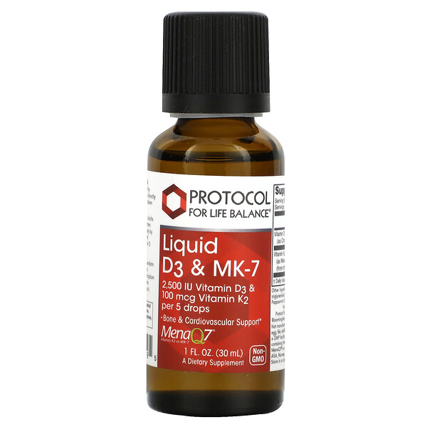 Liquid D3 & MK-7, 1 fl oz (30 ml) Protocol for Life Balance