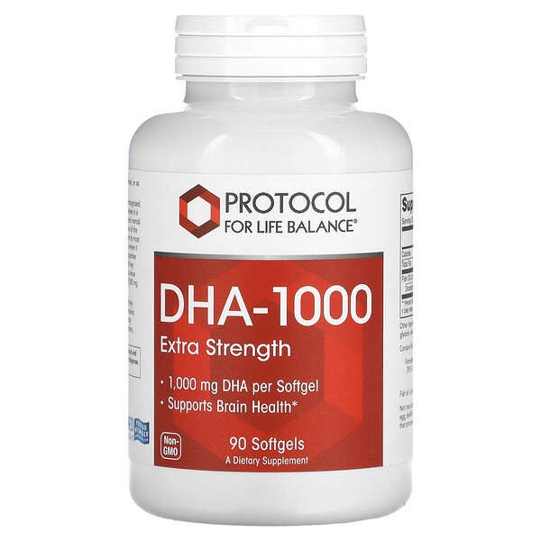 DHA-1000, Экстра Сила - 1000 мг - 90 мягких капсул - Protocol for Life Balance Protocol for Life Balance