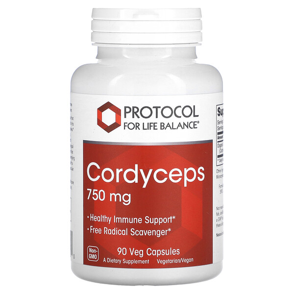 Cordyceps, 750 мг, 90 растительных капсул - Protocol for Life Balance Protocol for Life Balance