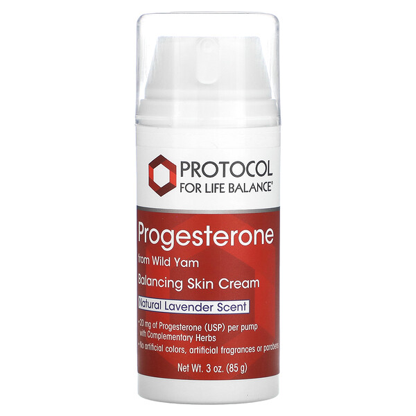 Progesterone From Wild Yam, Балансирующий крем для кожи, натуральная лаванда, 3 унции (85 г) Protocol for Life Balance