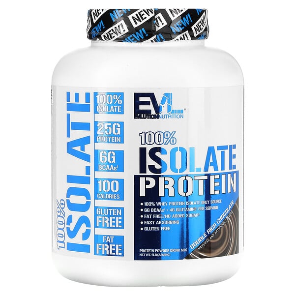 100% Isolate Protein, Double Rich Chocolate, 5 lb (2.268 kg) EVLution Nutrition