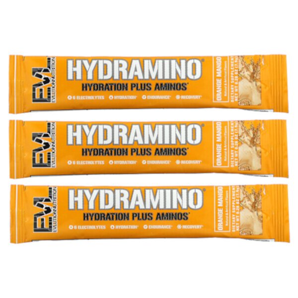 HydrAmino, Orange Mango, 3 Sticks, 0.28 oz (7.9 g) each EVLution Nutrition