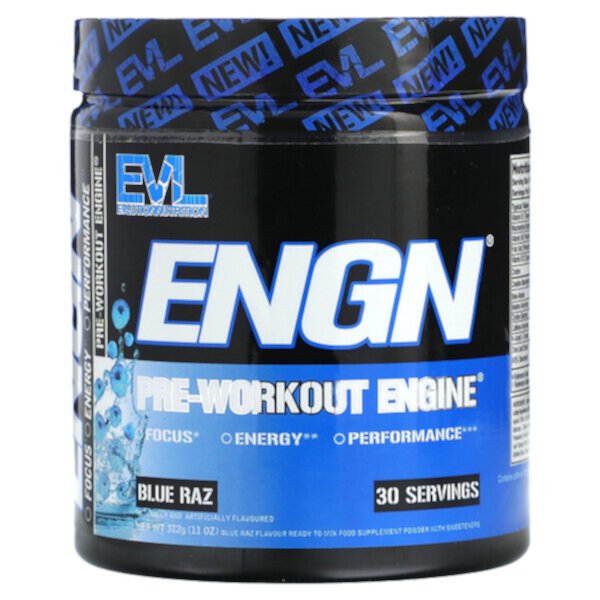 ENGN, Предтренировочный двигатель, Blue Raz, 11 унций (312 г) EVLution Nutrition