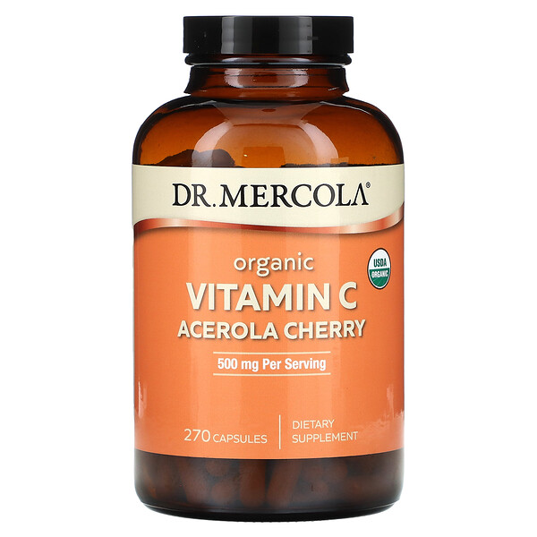 Organic Vitamin C, Acerola Cherry, 166 mg, 270 Capsules Dr. Mercola
