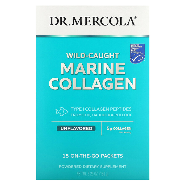 Морской коллаген, добытый из дикой рыбы, Без вкусовых добавок, 15 пакетиков - Dr. Mercola Dr. Mercola