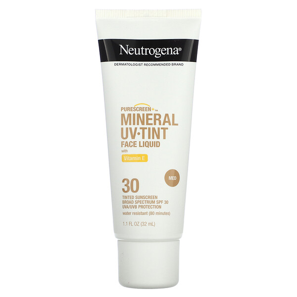 Purescreen+ Mineral UV Tint жидкость для лица с витамином Е, средний, SPF 30, 1,1 жидкая унция (32 мл) Neutrogena