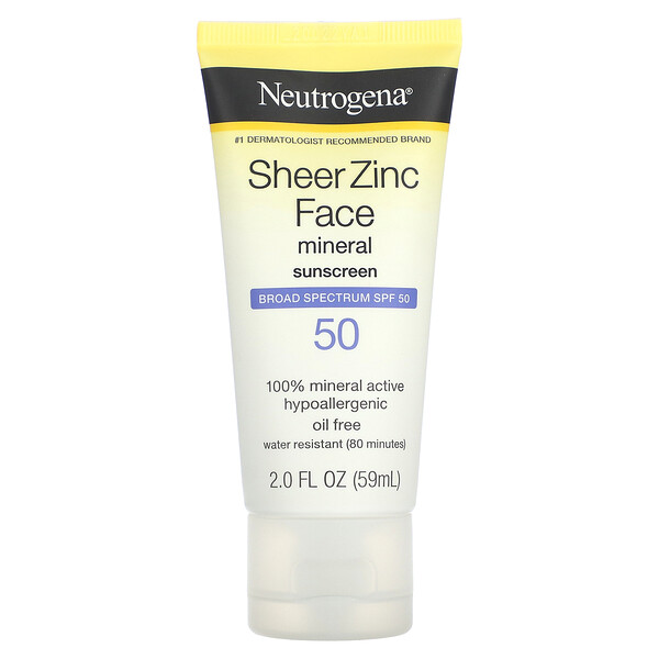 Минеральный солнцезащитный крем для лица Sheer Zinc, SPF 50, 2 жидких унции (59 мл) Neutrogena