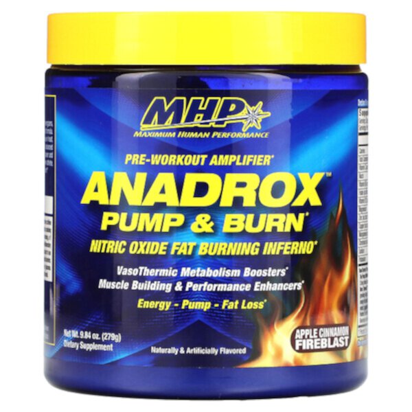 Anadrox Pump & Burn, Усилитель перед тренировкой, Apple Cinnamon Fireblast, 9,84 унции (279 г) MHP