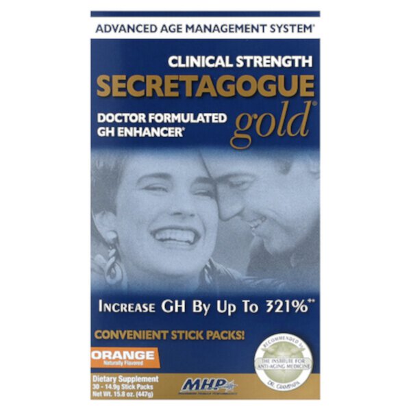 Secretagogue-Gold, оранжевый, 30 упаковок-стиков, по 0,53 унции (14,9 г) каждый MHP