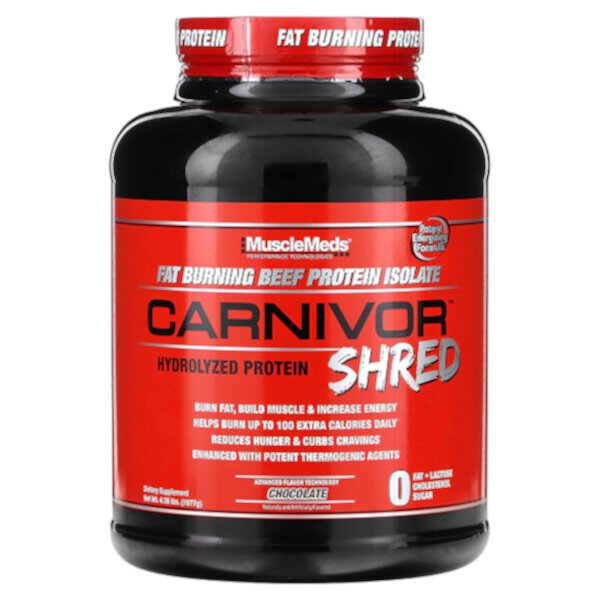 Carnivor Shred, Гидролизованный протеин, шоколад, 1977 г (4,35 фунта) MuscleMeds