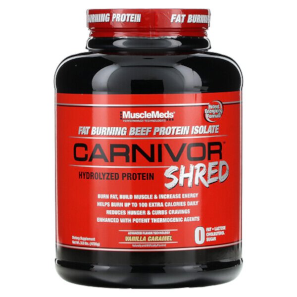 Carnivor Shred, Hydrolyzed Protein, Vanilla Caramel, 3.8 lbs (1,736 g) MuscleMeds