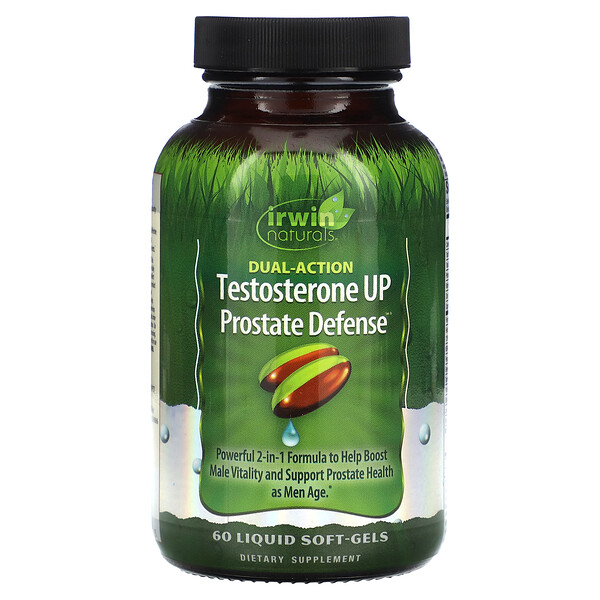 Testosterone UP Prostate Defense, двойного действия, 60 мягких желатиновых капсул с жидкостью Irwin Naturals