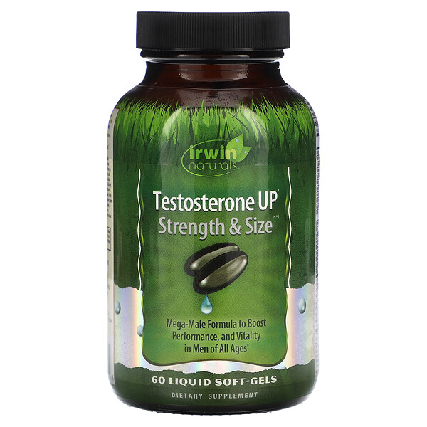 Testosterone Up, Strength & Size, 60 мягких таблеток с жидкостью Irwin Naturals