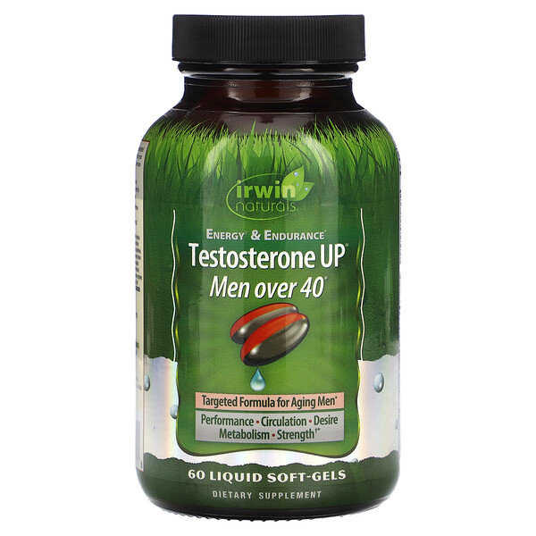 Testosterone UP, Men Over 40, 60 Liquid Soft-Gels (Жидкие мягкие капсулы) Irwin Naturals