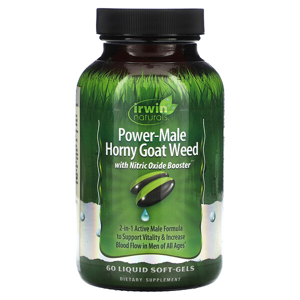 Power-Male Horny Goat Weed с усилителем оксида азота - 60 жидких капсул - Irwin Naturals Irwin Naturals