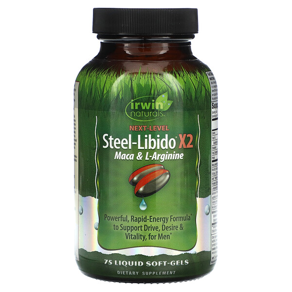 Steel-Libido X2, Maca & L-Arginine - 75 жидких капсул - Irwin Naturals Irwin Naturals