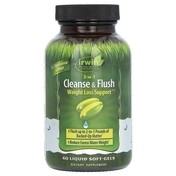 2-In-1 Cleanse & Flush Weight Loss Support, 60 Liquid Soft-Gels (Жидкие мягкие капсулы) Irwin Naturals