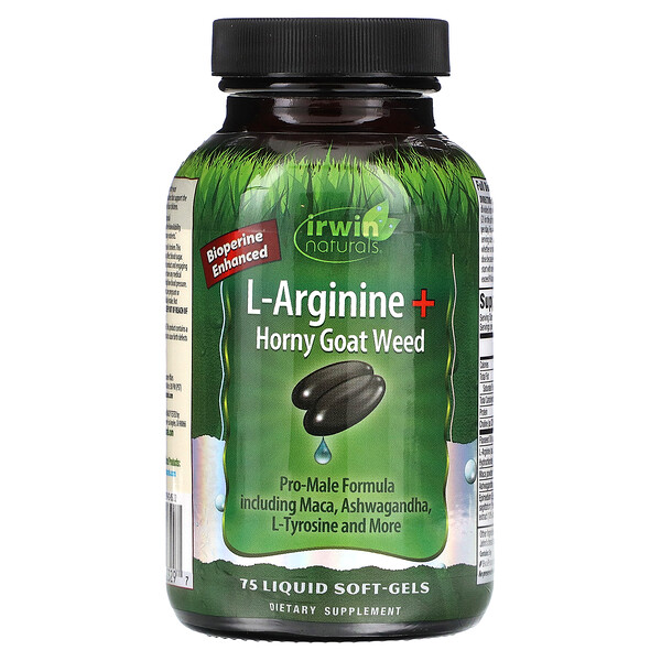 L-Arginine + Horny Goat Weed, 75 Liquid Soft-Gels Irwin Naturals