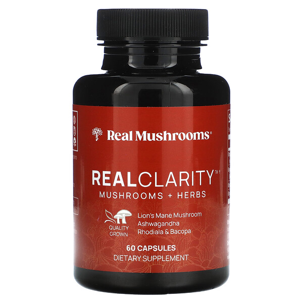 RealClarity, Грибы + травы, 60 капсул Real Mushrooms