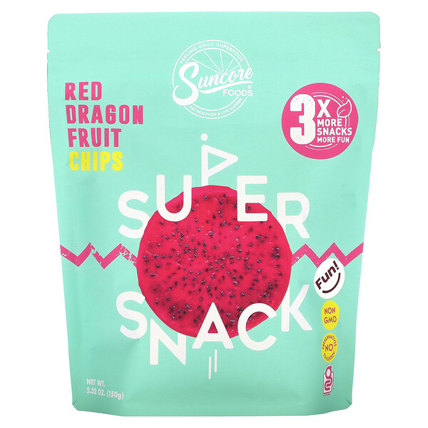 Super Snack, Red Dragon Fruit Chips, 5.32 oz (150 g) Suncore Foods