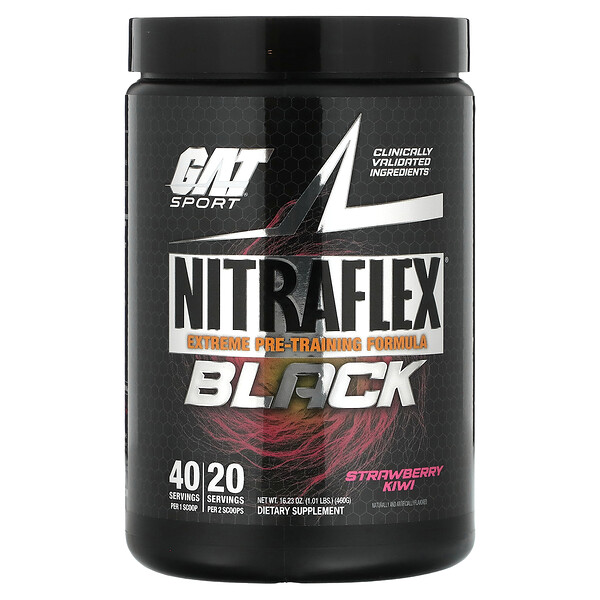 NITRAFLEX Black, Клубника-киви, 1,01 фунта (460 г) GAT