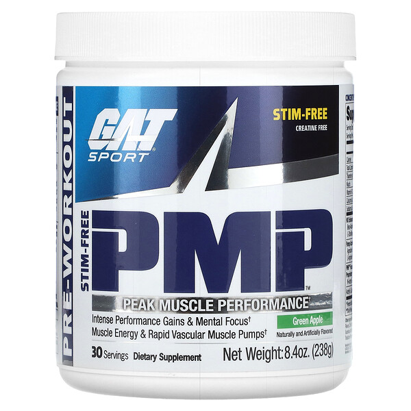PMP, Предтренировочный комплекс, максимальная наращивание мышечной массы, зеленое яблоко, 8,4 унции (238 г) GAT
