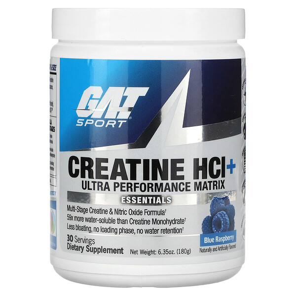 Sport, Creatine HCI + Ultra Performance Matrix, голубая малина, 6,35 унции (180 г) GAT