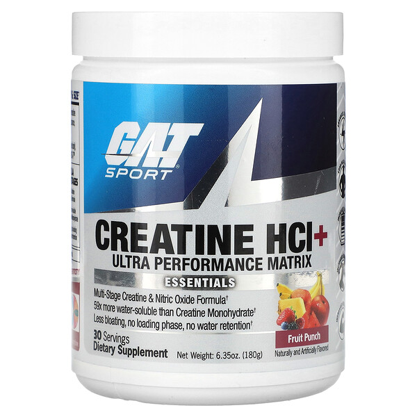 Sport, Creatine HCI + Ultra Performance Matrix, Fruit Punch, 6.35 oz (180 g) GAT