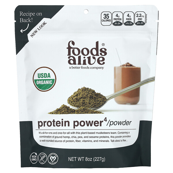 Protein Power 4/порошок, 8 унций (227 г) Foods Alive