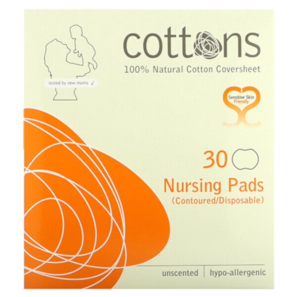 Nursing Pads, Unscented, 30 Pads Cottons