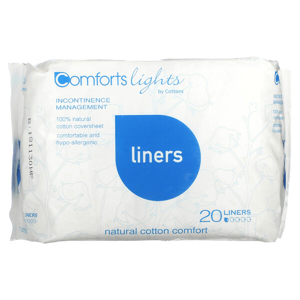 Гипоаллергенные прокладки Comforts Lights, 20 шт., из 100% натурального хлопка Cottons